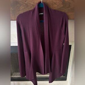 Express Women's Deep Purple Open Front Knit Carfigan-Sz M
